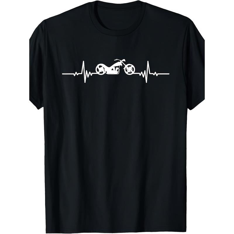 Motorcycle heartbeat ECG motorcycle T-shirt Made in USA