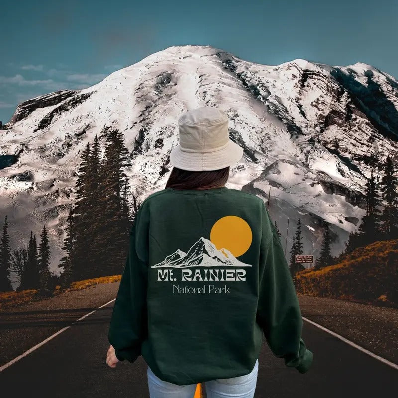 Mount Rainier National Park Crew Neck Sweatshirt, Granola Girl Aesthetic Hoodie, Mt. Rainier National Parks Sweater Gift, Womenswear Shirt