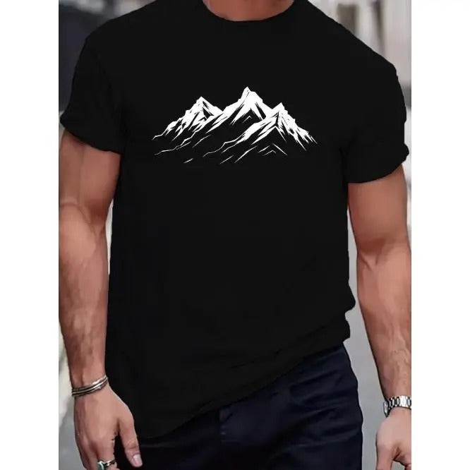 Mountain Range Graphic Tee - Sweat-Wicking, Four-Way Stretch, Freedom of Movement, Breathable, Quick-Drying, Ultra-Comfortable Fitted Men's T-Shirt for Outdoor Enthusiasts Made in USA