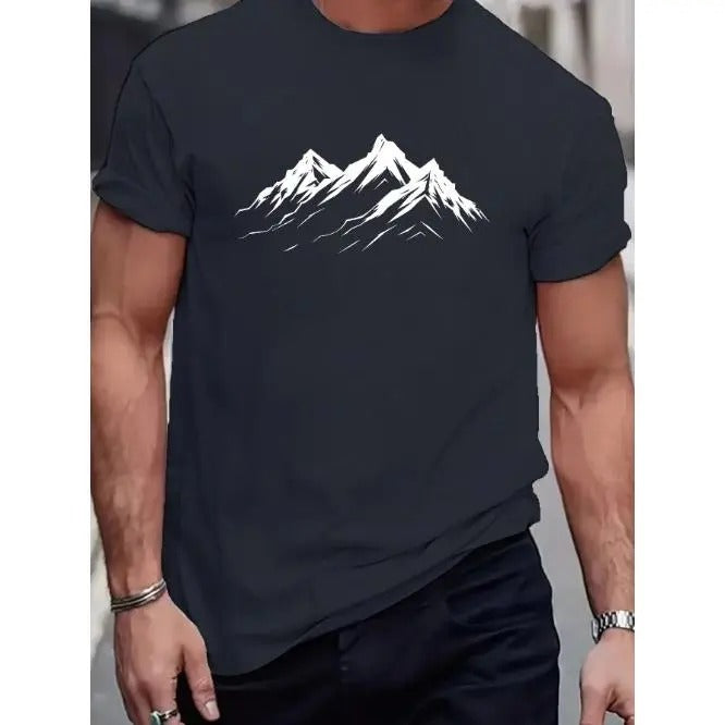 Mountain Range Graphic Tee - Sweat-Wicking, Four-Way Stretch, Freedom of Movement, Breathable, Quick-Drying, Ultra-Comfortable Fitted Men's T-Shirt for Outdoor EnthusiastsMade in USA