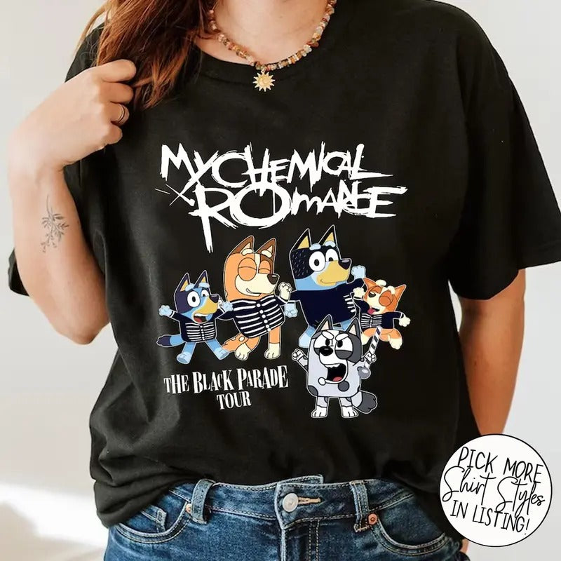 Muffin My Chemical Romance Sweatshirt, My Chemical Romance Muffin T-Shirt, Bluey Dog Muffin Sweater, Muffin Bluey Crewneck Sweatshirt, Bluey Bingo Muffin Tee, Muffin Metal Emotions Shirt, Bluey Cartoon Shirt, Bluey Dad Tee