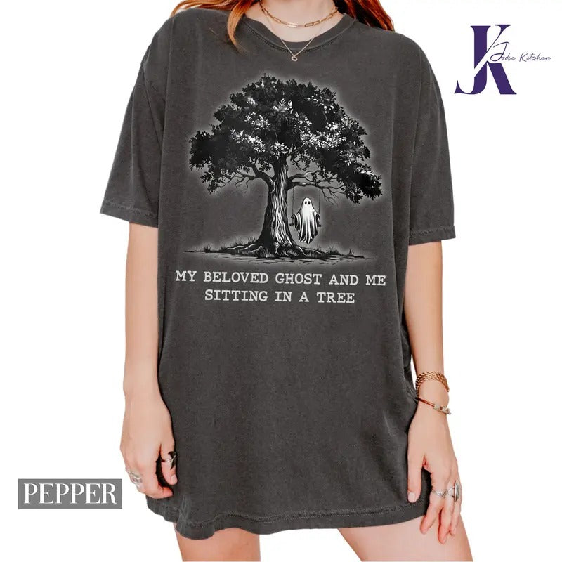 My Beloved Ghost and Me Comfort Colors Shirt, Halloween Beloved Ghost & Me Sitting In A Tree, Halloween Ghost Shirt, Spooky Season, Fall Concert, Halloween Party