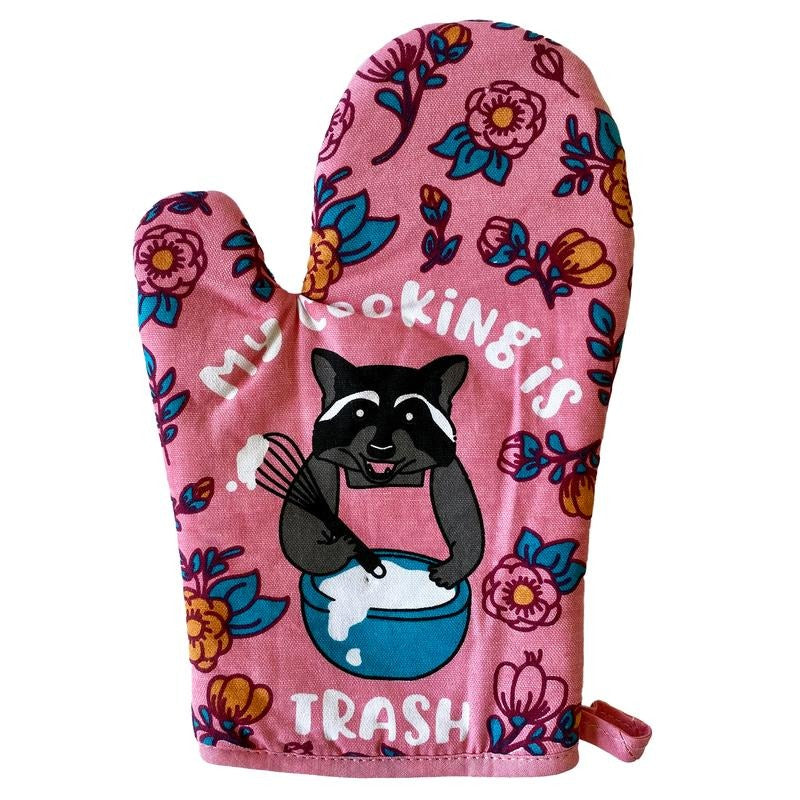 My Cooking Is Trash Oven Mitt Funny Raccoon Chef Animal Novelty Kitchen Glove Funny Graphic Kitchenwear Funny Animal Novelty Cookware Multi
