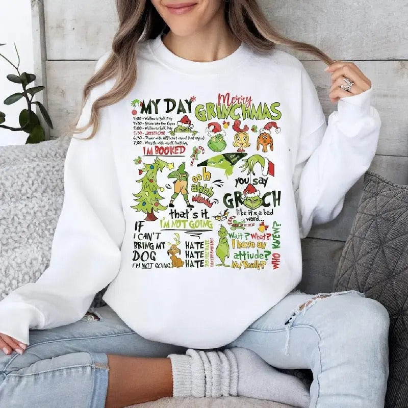 My Day I'm Booked Grnnch T-Shirt, Christmas Tee The Grnnch Lovers, Chrismas Party Shirt ,90s Vintage Tee Hoodie, Sweatshirt