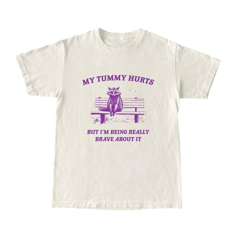 My Tummy Hurts Unisex T-Shirt, Raccoon Shirt, Retro Cartoon Tee, Funny Meme Shirt Hoodie, Sweatshirt | WearSparks.com