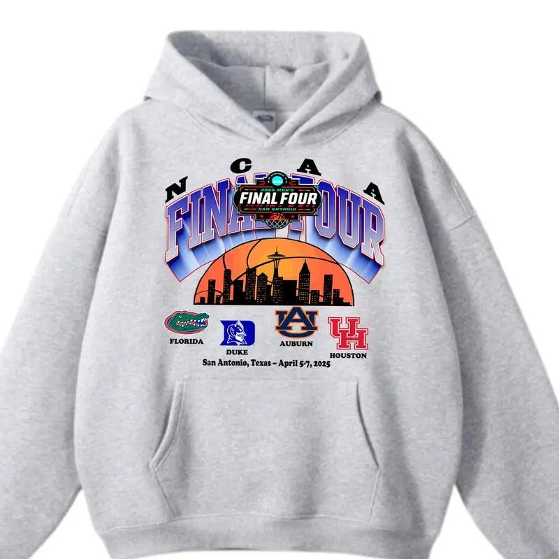 NCAA 2025 Basketball Final Four San Antonio Hoodie, NCAA Basketball Last 4 Team Shirt, Gift For Men, Women Menswear Tops
