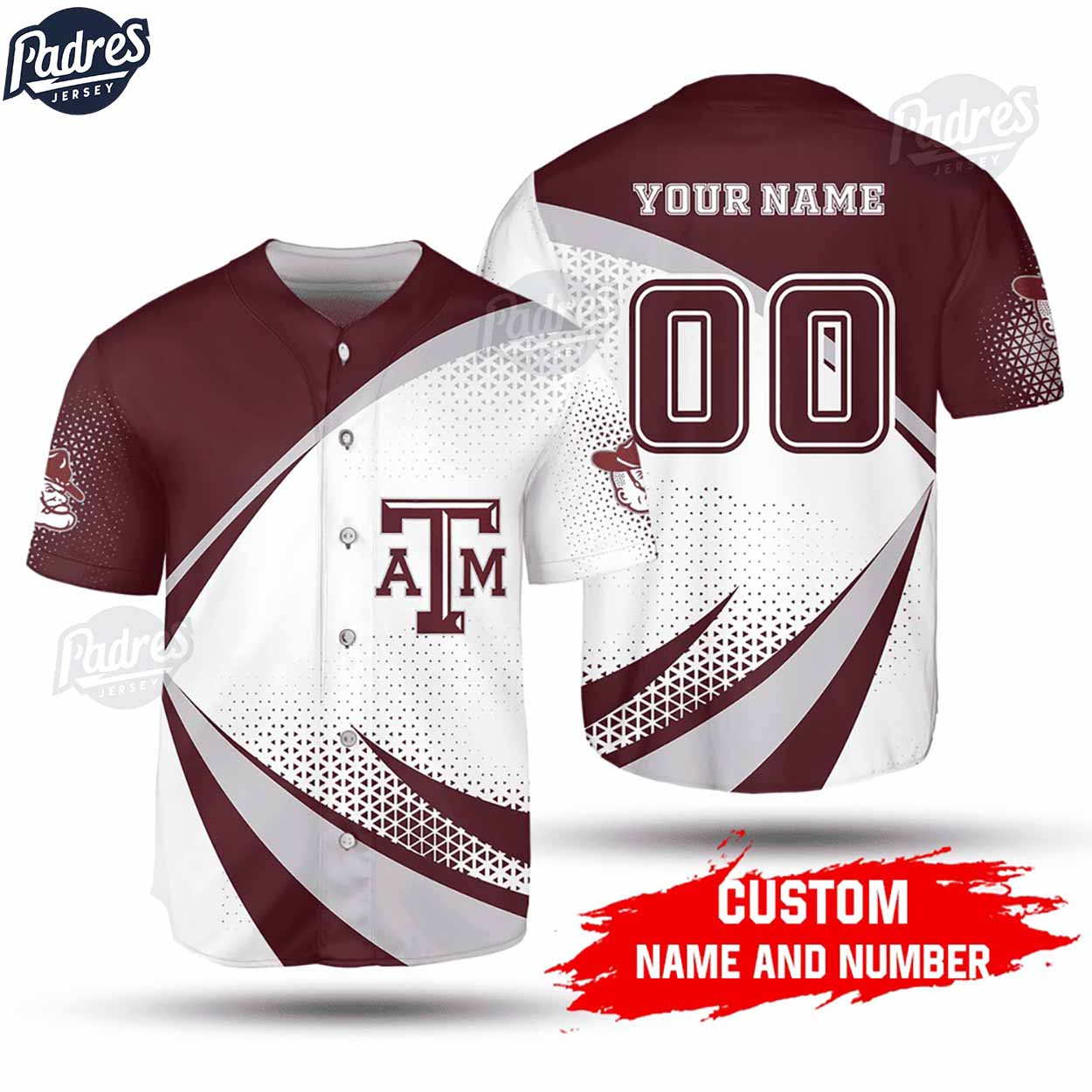 NCAA Texas A&M Aggies Personalized Baseball Jersey - Padres Jersey Oasis: Elevate Your Baseball Style Game T-Shirts,...