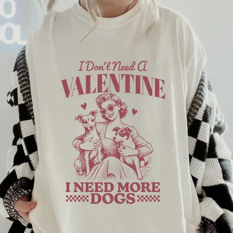 NEED MORE DOGS VALENTINES GILDAN Shirt~ coffee shirt Unisex Apparel Relaxed Fit Printed In The USA Clothing Womenswear Casual Comfort Cotton Top Athletic Boho Chic