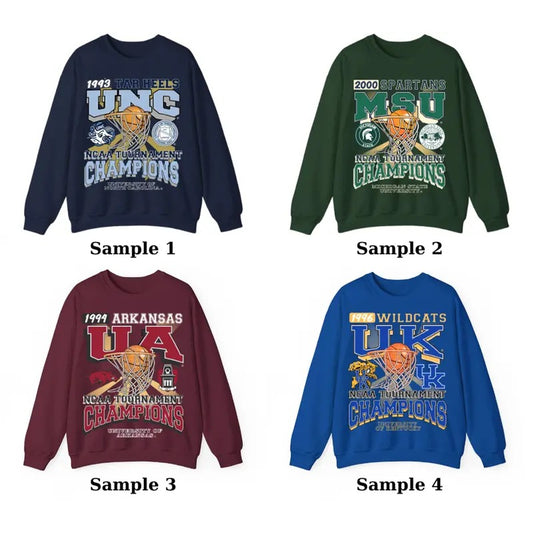 *NEW* Vintage College NCAA Sweatshirt, , Tone Sur Tone Tournament Champs Crewnecks Sweater, Classic Sport Sweater
