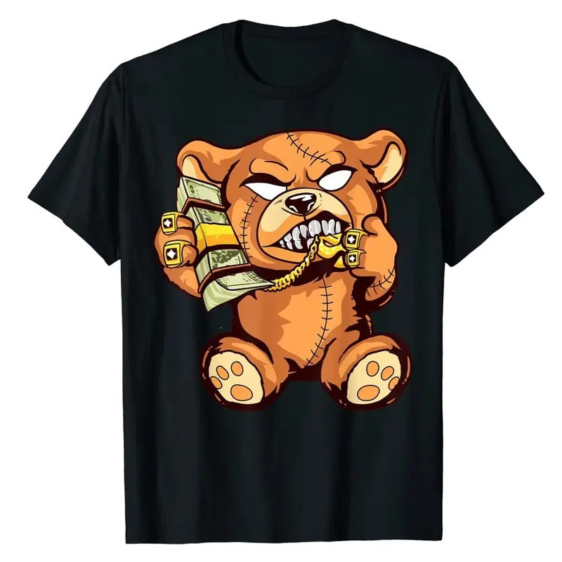 NEW LIMITED Money Calling Hip Hop Teddy Bear Gangster Rap Drip Swag Dope T-Shirt Menswear Top
