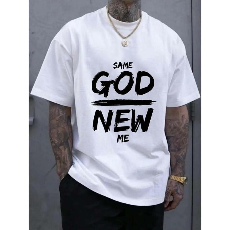 NEW ME Simple Print Outdoor Sports T-shirt For Men, Casual Short Sleeve, Round Neck Top, Fashion Trendy Tee, Summer Comfortable Top, Idea For Everyday Wear made in USA