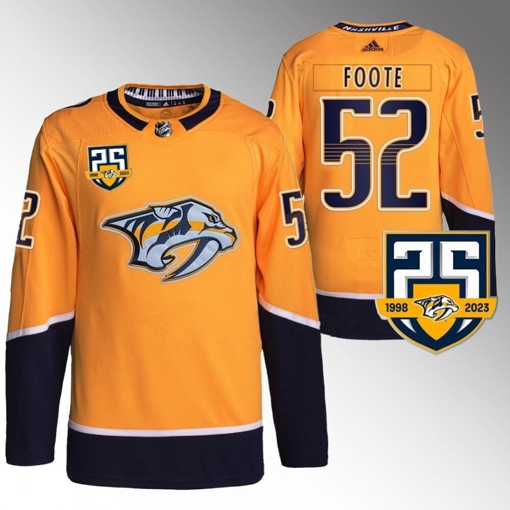 Nashville Predators #52 Cal Foote 25th Anniversary Home Gold 2023-24 Jersey