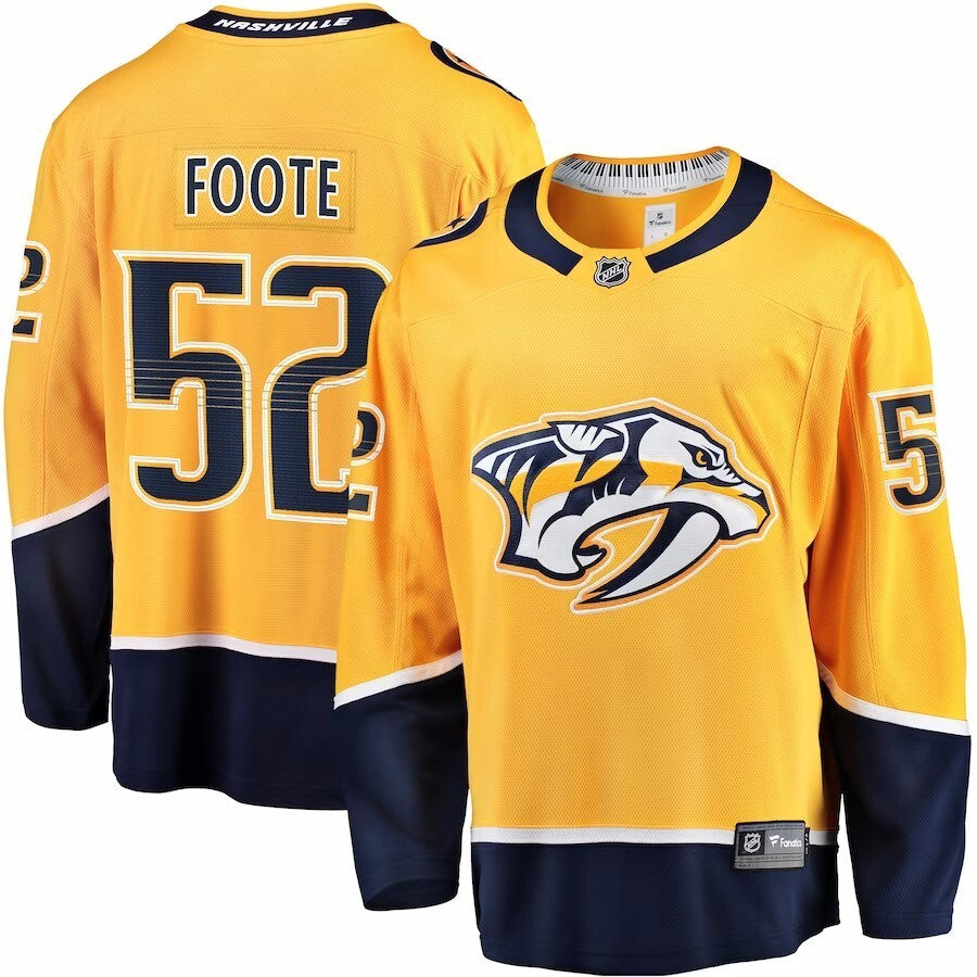 Nashville Predators #52 Cal Foote Branded Home Breakaway Jersey - Gold