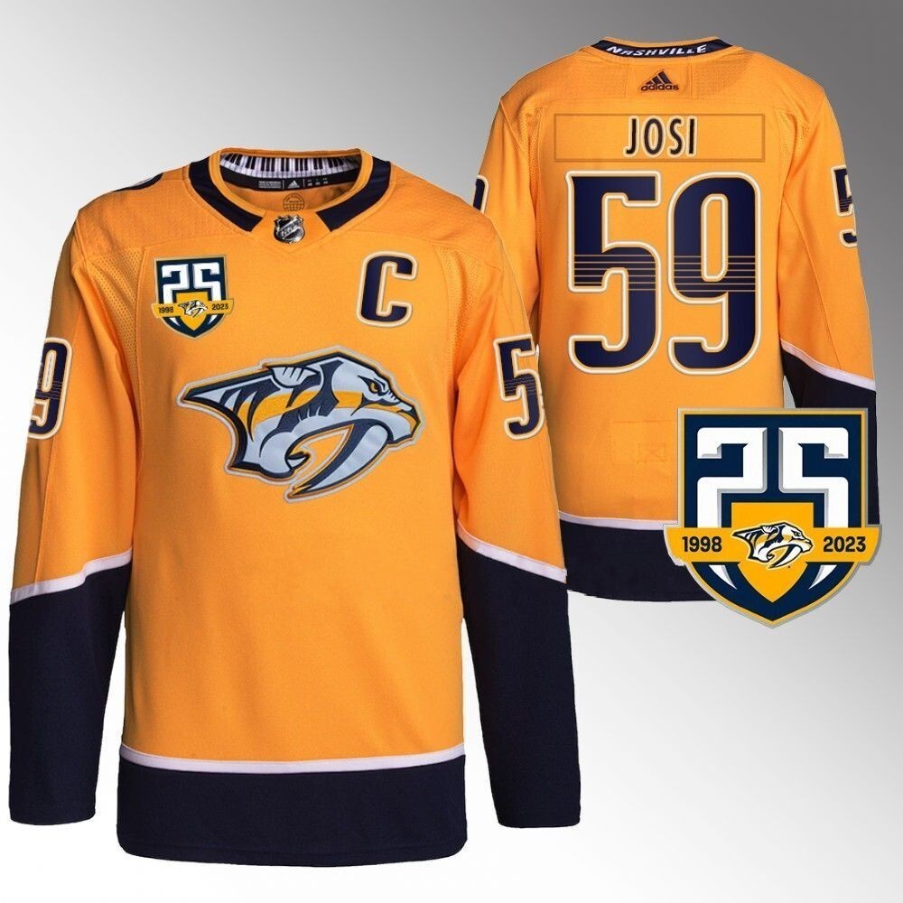 Nashville Predators #59 Roman Josi 25th Anniversary Home Gold 2023-24 Jersey