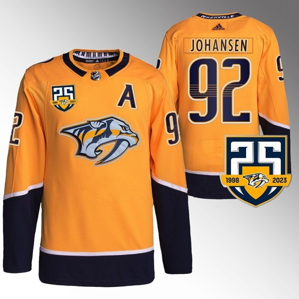 Nashville Predators #92 Ryan Johansen 25th Anniversary Home Gold 2023-24 Jersey