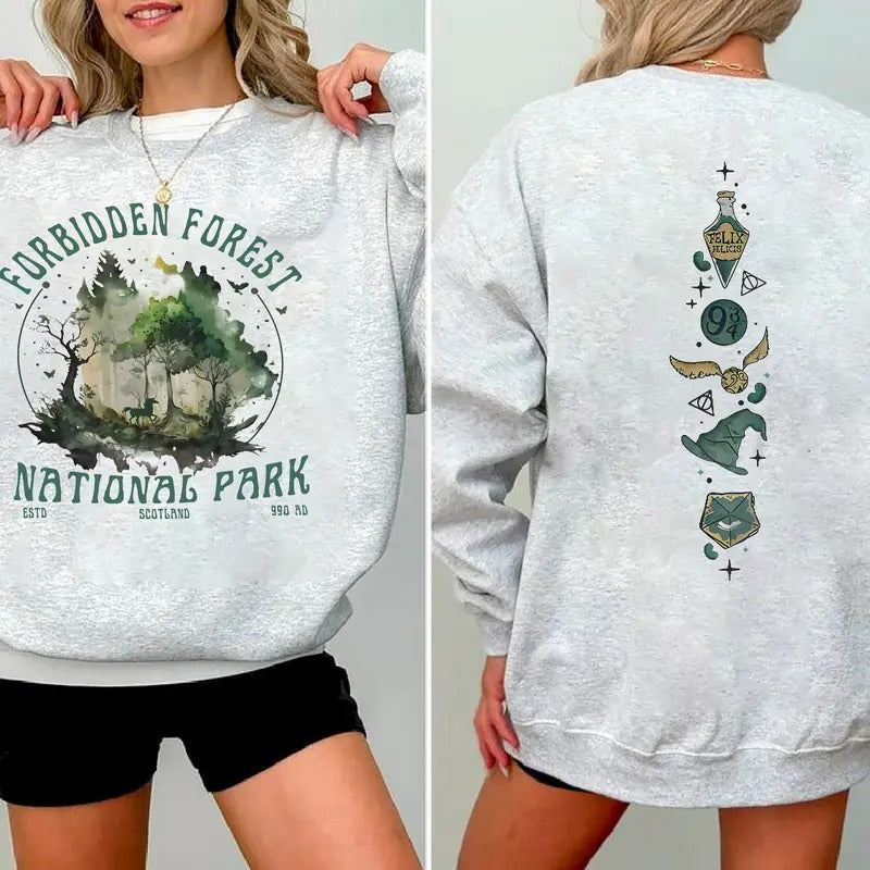 National Park Wizard Sweatshirt, Wizard Forest Shirt, Wizard Book Inspired Shirt, Bookish Halloween Christmas Gift for Fan Crewneck, Bookish Shirt, Vintage Book Lover Sweatshirt