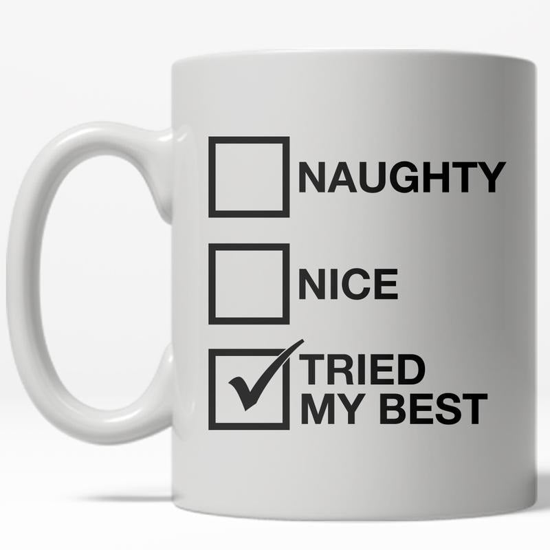 Naughty Or Nice List Mug Funny Chirstmas Holiday Season Coffee Cup - 11oz Funny Coffee Mugs Ceramic Printed Drinkware Cup