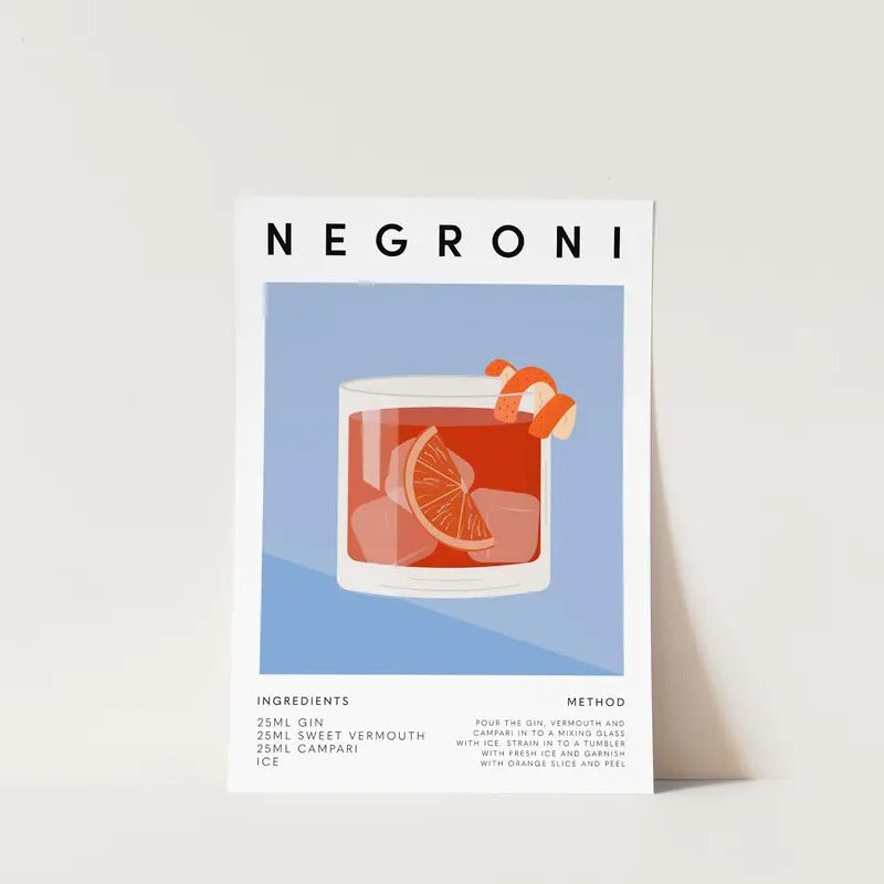 Negroni Cocktail Print, Kitchen Bar Drink Poster, Dining Room Wall Art, Home Bar Accessories, Gifts For Besties Wall Art...