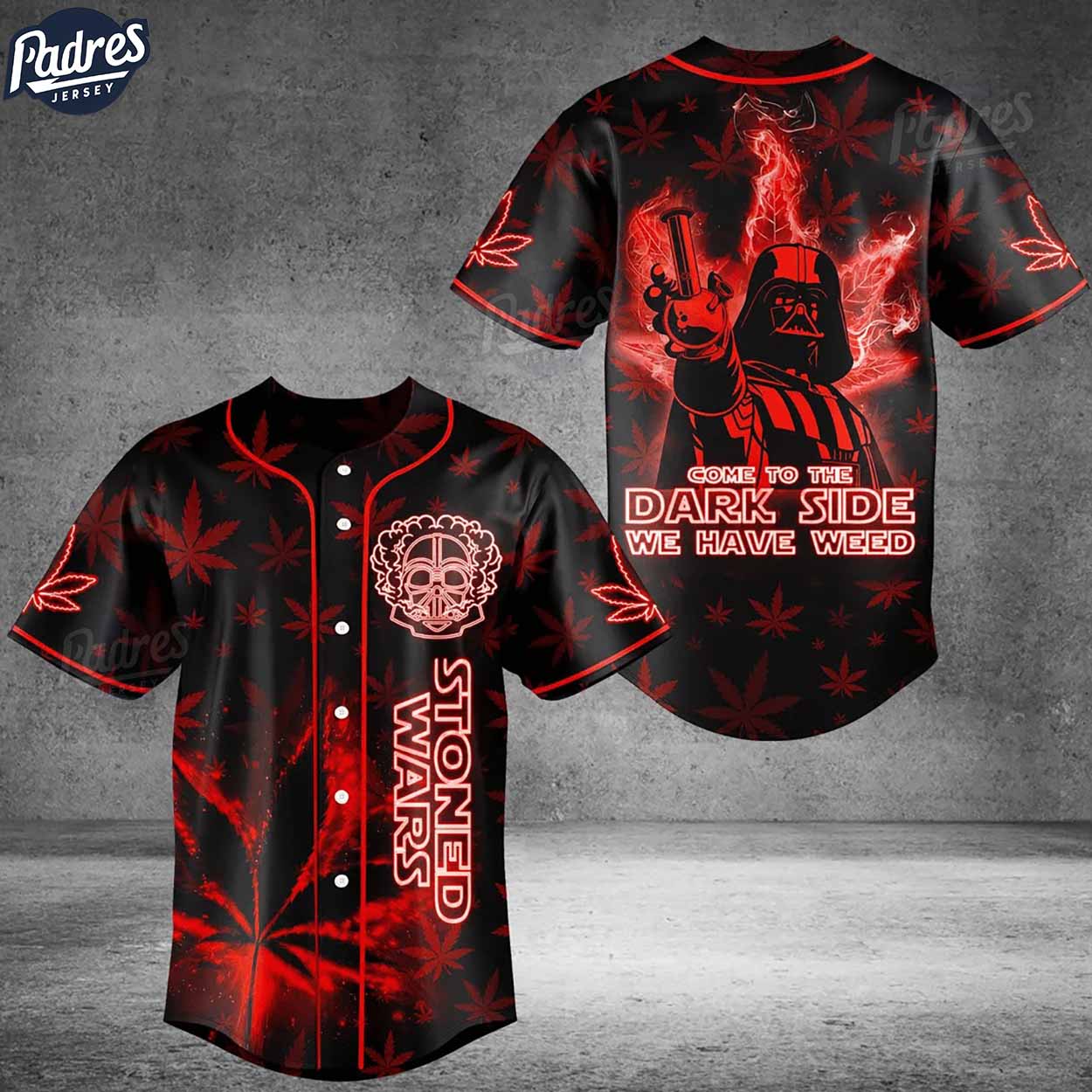 Neon Marijuana Starwars Darth Vader Baseball Jersey Style - Padres Jersey Oasis: Elevate Your Baseball Style... (Image 4)