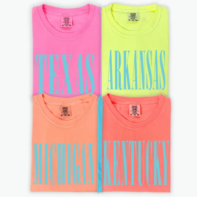 Neon Texas Shirt ~ Unisex Apparel Relaxed Fit Printed In The USA Clothing Womenswear Casual Comfort Cotton