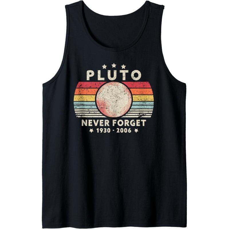 Never Forget Pluto Shirt. Retro Style Funny Space Science Tank Top Made in USA