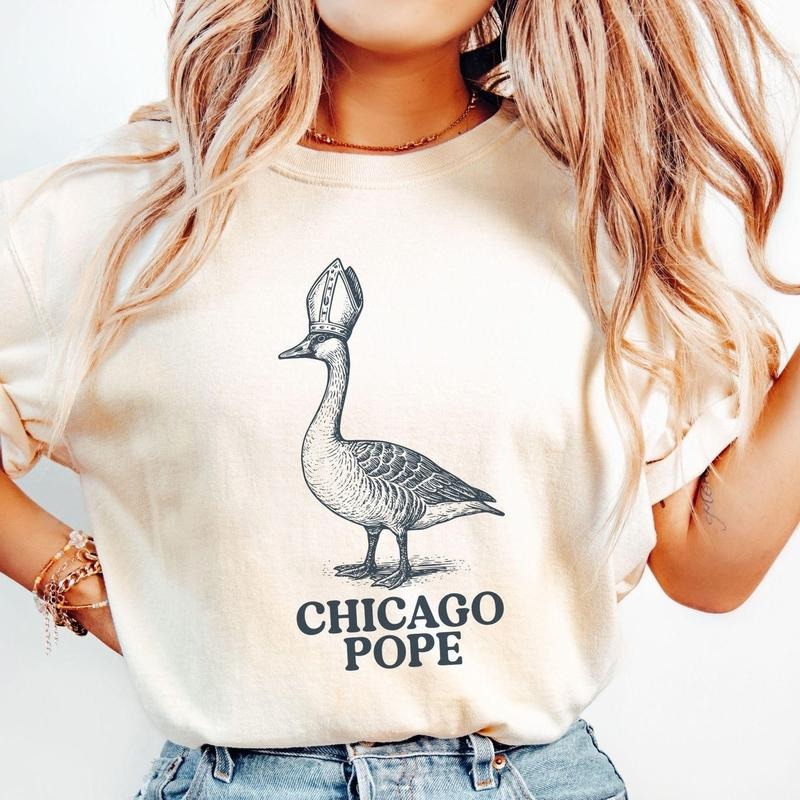 New Pope Goose Leo XIV Tee, Chicago Pope Tshirt, Christian Apparel, American Pope Robert Prevost, Catholic Gift