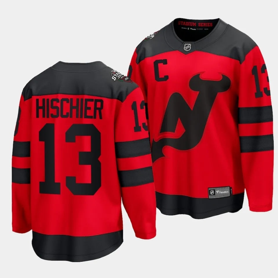 New Jersey Devils #13 Nico Hischier 2024 NHL Stadium Series Jersey Red