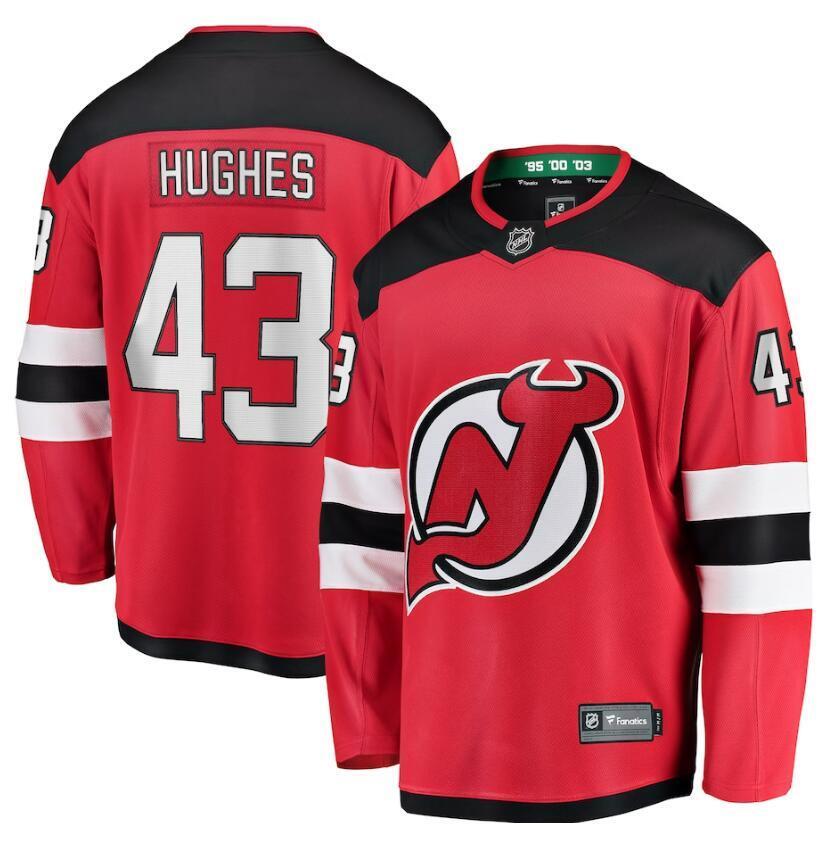 New Jersey Devils #43 Luke Hughes Branded Home Breakaway Player Jersey - Red