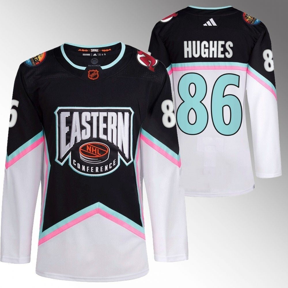 New Jersey Devils #86 Jack Hughes 2023 NHL All-Star Black Eastern Conference Jersey