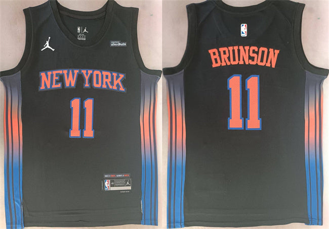 New Yok Knicks #11 Jalen Brunson Black 2025 26 Statement Edition Stitched