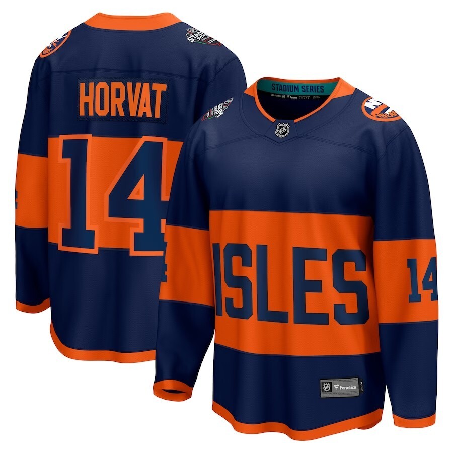 New York Islanders #14 Bo Horvat Branded 2024 NHL Stadium Series Breakaway Player Jersey – Navy Style 2