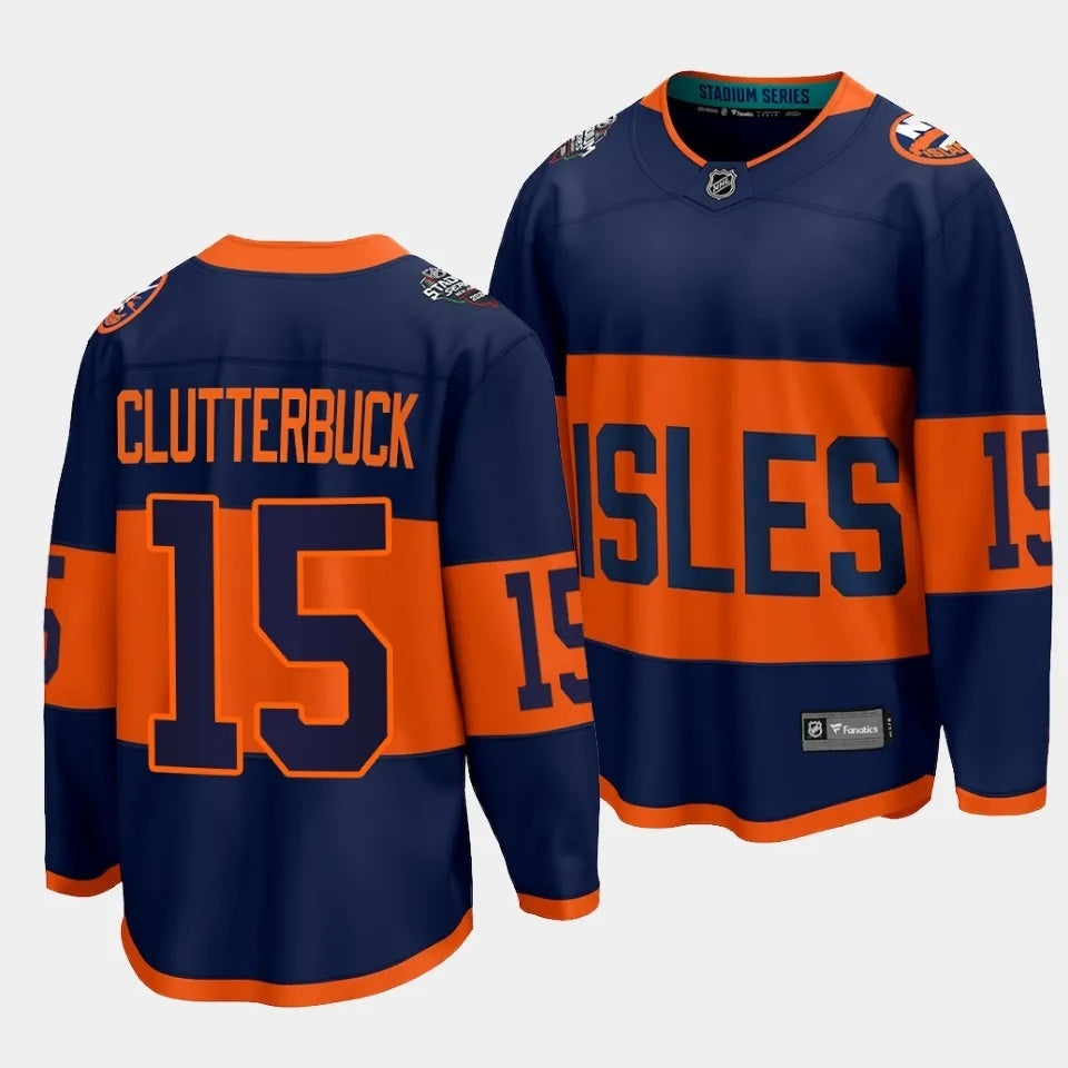 New York Islanders #15 Cal Clutterbuck 2024 NHL Stadium Series Jersey – Navy