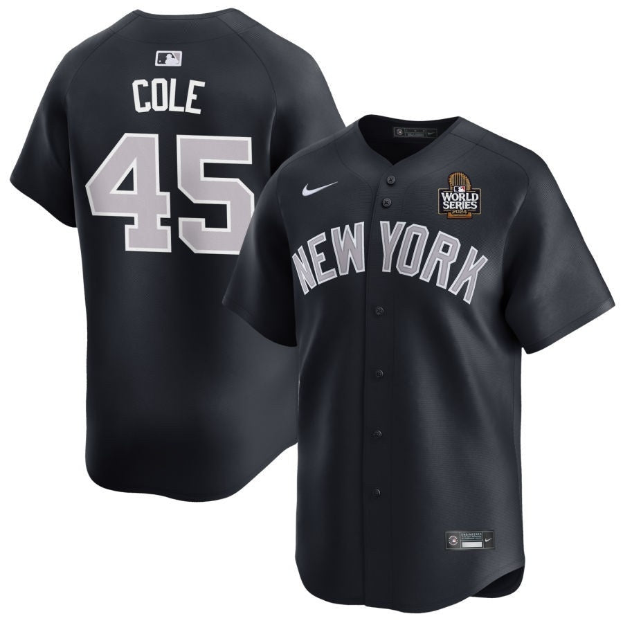 New York Yankees #45 Gerrit Cole 2024 World Series Alternate – Navy