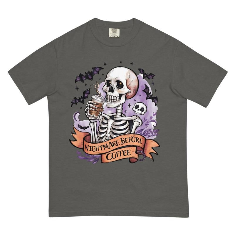 Nightmare Before Coffee Shirt, Fall Coffee Shirt, Pumpkin Spice Coffee shirt, Comfort Colors Halloween Shirt, Casual Shirt Unisex, Halloween Clothing, Graphic Halloween Apparel, Casual Cotton T-shirt, Unisex Halloween
