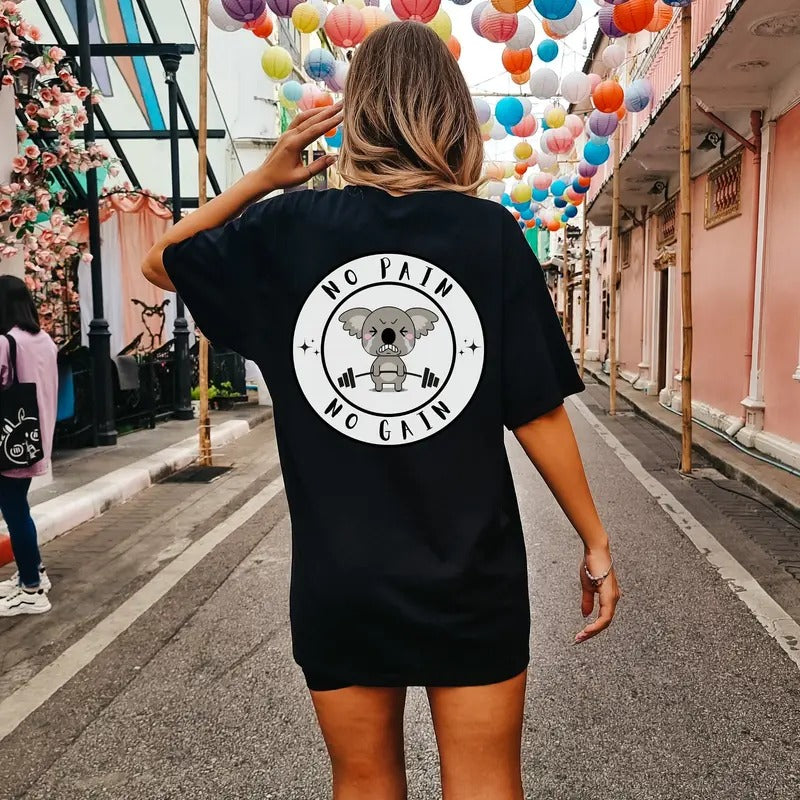 No Pain No Gain Koala Bear Deadlift Shirt Gym Pump Cover Gym Lovers Gift Workout Shirt Vsco Positive Gym Pump Cover Girl Gym Shirt