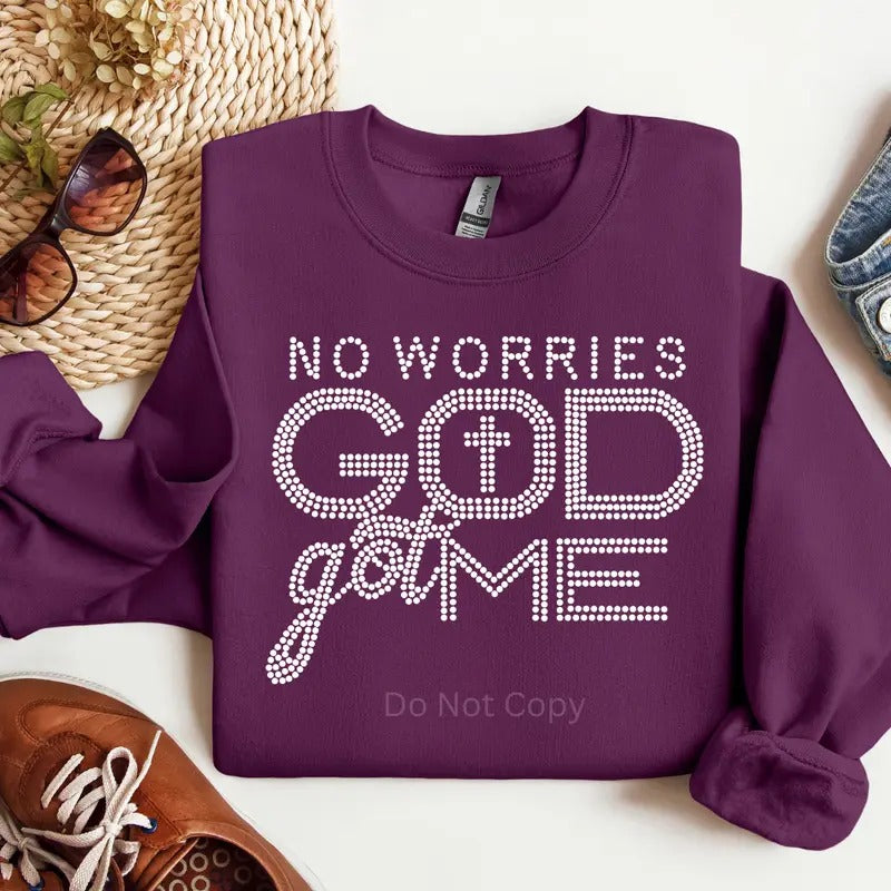 No Worries Rhinestone Transfer T-Shirts, Hoodie, Sweatshirt | WearSparks.com