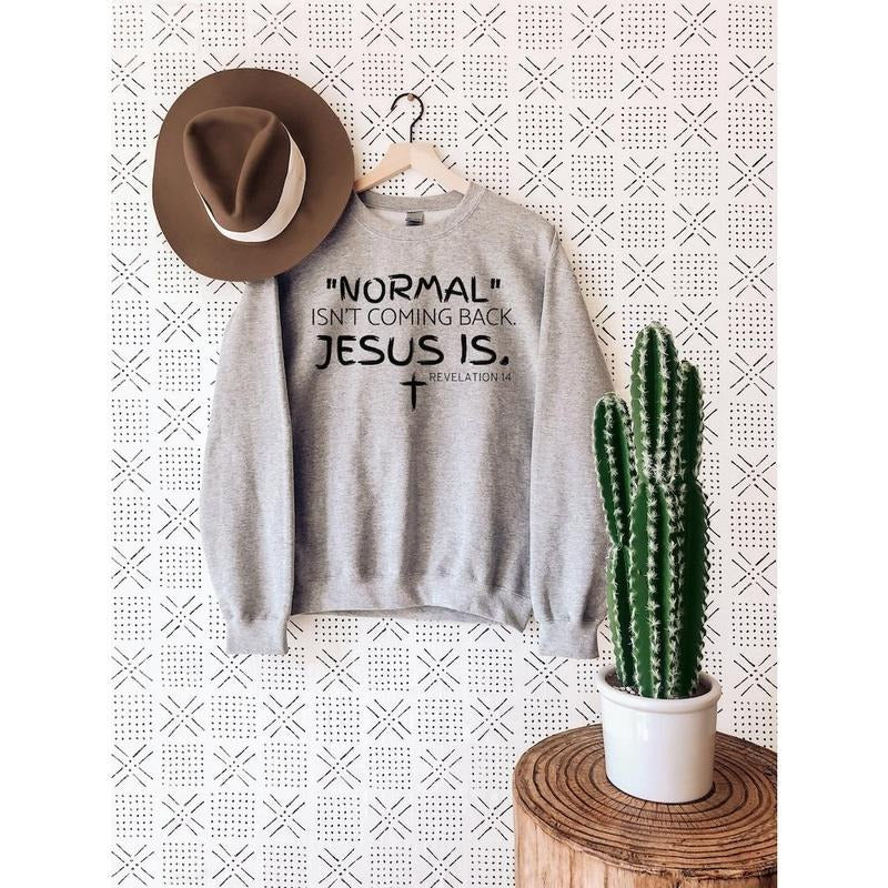 Normal Isn't Coming Back Jesus Is Sweat, Christian Sweatshirt, Gift For Christian Women, Church Clothing T-Shirts, Hoodie