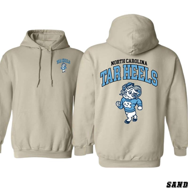 North Carolina Tar Heels Hoodie - UNC Mascot Design Shirt - Trendy Hoodie for Men and Women Menswear Sweaters