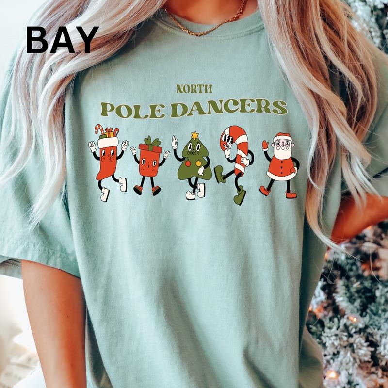 North Pole Dancers Graphic tee, Funny Christmas shirt, Comfort Colors, Christmas Gifts, Womenswear, Printed