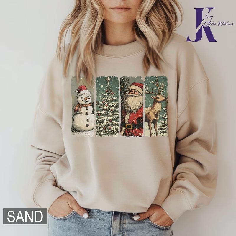 Nostalgia Christmas Scene Crewneck Sweatshirt, Santa Christmas Sweatshirt, Merry Christmas Tee, Xmas Gif