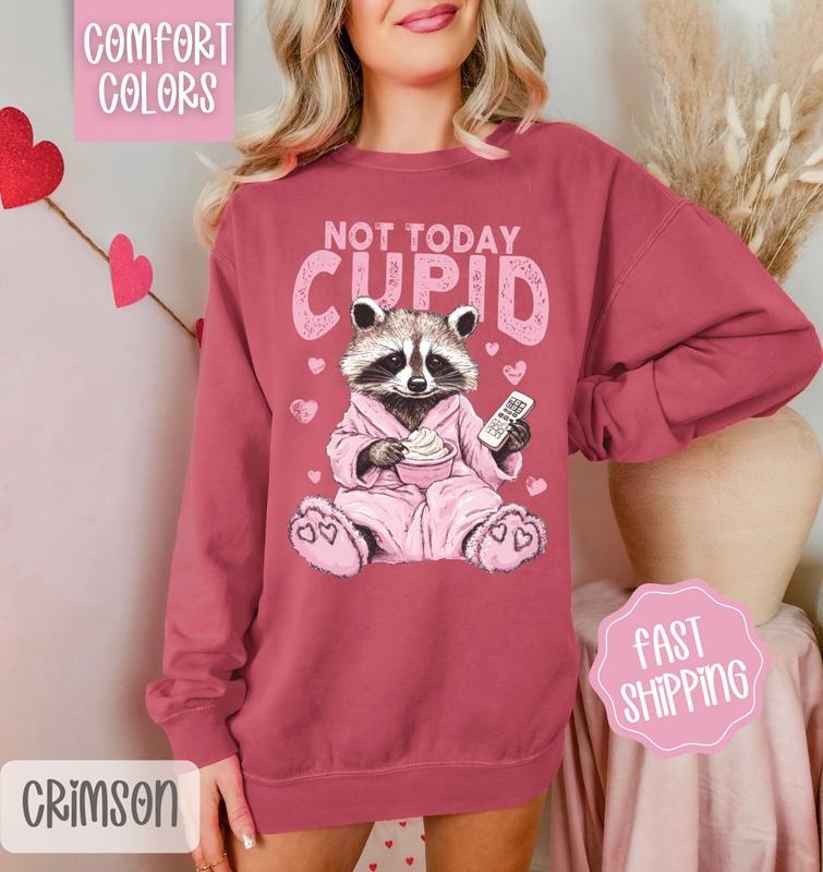 Not Today Cupid Comfort Colors Sweatshirt, Valentine's Day Women's Crewneck, Funny Women's Sweater