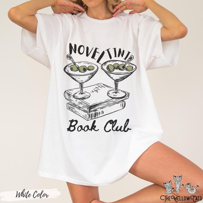 Novel Tini Book club tee Book girlie funny cocktail shirt Martini shirt Hot girls read books smut bookish clothing preppy things old money