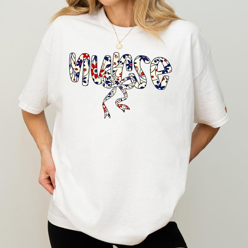 Nurse 4th Of July Shirt, Nurse Coquette Bow Sweatshirt, Nursing, Nursing Life Shirts, Trending Nurse Gift