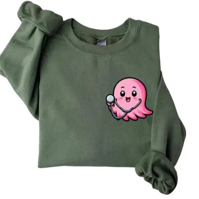 Nurse Halloween Sweatshirt, Cute Pink Ghost Nurse Sweater, Spooky Nurse Hoodie, Nurse Life Hoodie, Fall Sweatshirt For Nurse Sweatshirt