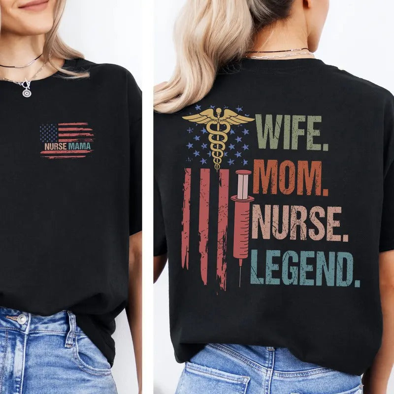 Nurse Mom T-shirt, Mothers Day Shirt for Nurse, Nurse Flag Shirt, Nurse Mom Gift