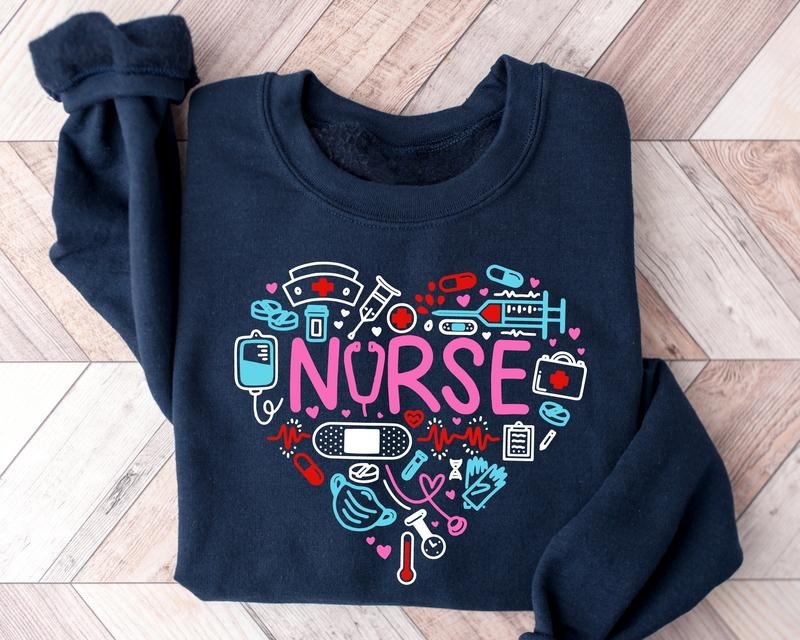 Nurse Sweatshirt, Love Nurse Sweatshirt, Cute Nurse Crewneck, Nurse Appreciation Gift, Nurse Gift Idea, Nurses Week Gift, Heart Nurse Shirt