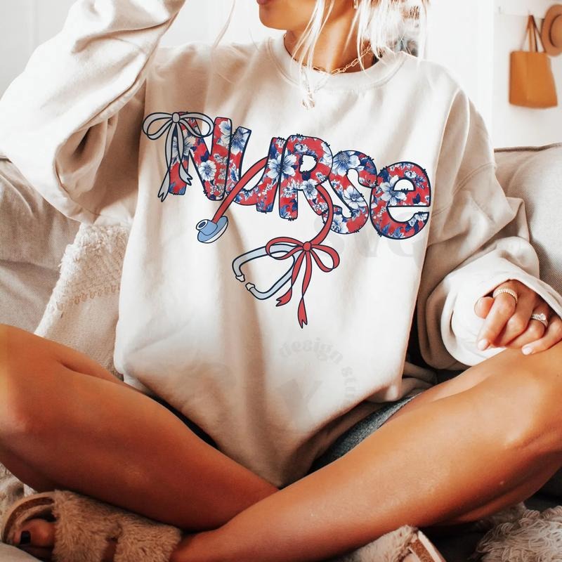 Nurse Toile Shirt, Retro Nurse 4th Of July Shirt, Nurse Coquette Tee, Nurse Stethoscope Shirt, Gift For Registered Nurse, RN Graduation Gift, Nurse Shirt, Trending Nurse