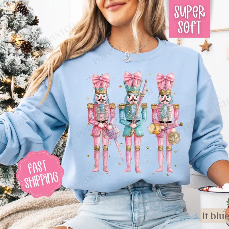 Nutcracker Christmas Sweatshirt, Christmas Sweater, Women's Holiday Crewneck