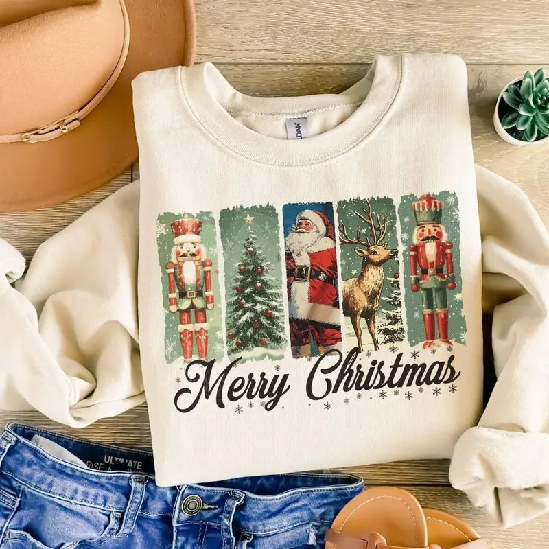 Nutcracker Tree Shirt, Nutcracker Christmas Holiday Shirt, Ballet Rocking Horse Sugar Plum Fairy Russian Shirt - Unisex Pullover - Fabric