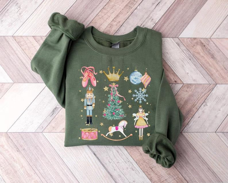 Nutcrackers Christmas Coquette Sweatshirt, Nutcracker Sweatshirt, Christmas Nutcrackers Sweater, Christmas Crewneck, Womens Xmas Sweater